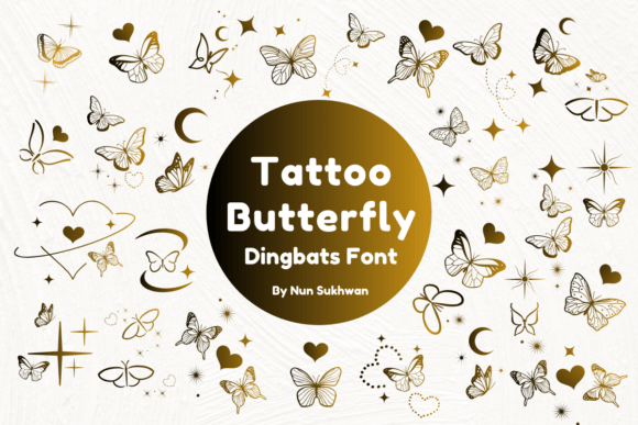 Tattoo Butterfly: A Sketch-Style Dingbats Font for Expressive Creativity